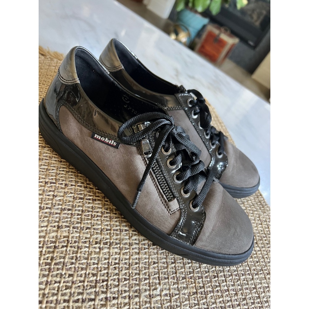 Mobils Mephisto Womens Gray Leather Lace Up Comfort Sneakers Shoes Size‎ 7